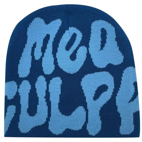 Y2K Mütze Beanie Herren Damen Teenager Cap Winter Knit Skater MEA Culpa Printed Hip Hop Mütze Strickmützen Baumwolle Streetwear Harajuku Fashion