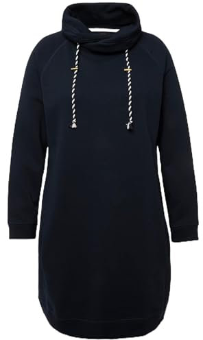 Ulla Popken Damen Sweatkleid, Stehkragen, Langarm, Taschen Kleid, Marineblau, 24-54