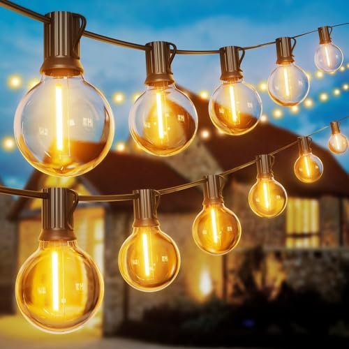 Lichterkette Led Außen Strom Outdoor - 9M 15+2 G40 Glühbirnen Garten Beleuchtung Balkon Lichterketten Aussen IP54 Wetterfest Pavillon String Lights für Terrasse Party