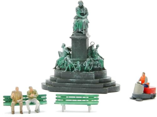 Iberplace 30006 Maßstab H0 Figuren 1:87 Set Beethoven-Statue und Dekoration Zubehör für Ihr Modelleisenbahnmodell Tabletop Zug Spielzeug Modellbau Miniaturen Menschen für Modellbau Auto A