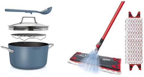 Ninja Foodi 8-in-1 PossiblePot with ZEROSTICK, Roasting/Steaming Rack, Strainer, Utensil, Glass Lid & Vileda 1-2 Spray Mop, Microfibre Flat Floor Spray Mop with Extra Head Replacement