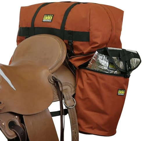 TrailMax Große Satteltaschen für Trail-Reiten; isolierte Satteltaschen für Pferde mit abnehmbarer Kanteltasche; Satteltasche & Cantle Bag Set; Satteltaschen für Western- & Endurance-Sättel; Rost