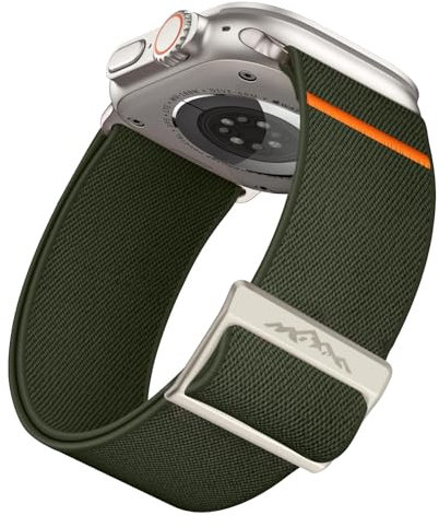 WestEagle Solo Loop Armband Kompatibel Mit Apple Watch 49mm 46mm 45mm 44mm 42mm, Verstellbares Nylon Sport Elastisches Ersatz für iWatch SE Series 10/9/8/7/6/5/4/3/2/1/Ultra, Grün