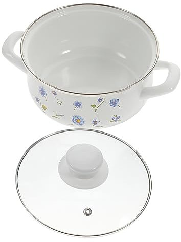 Cabilock Olla Esmaltada Retro Para Sopa Estofado Doméstico 2 Asas Resistente Desgaste