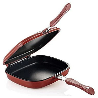 WBDHEHHD Padella Padella A Doppia Faccia Barbecue Rosso Pentola Per Frittata Pentola Quadrata Grigliata Per Fritti Cottura Al Forno Frittura 28 Cm Pentole Da Cucina