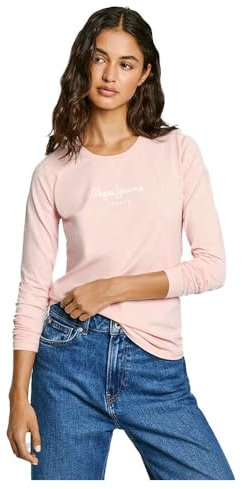 Pepe Jeans Womens New Virginia Ls N T-Shirt, Light Pink, M UK