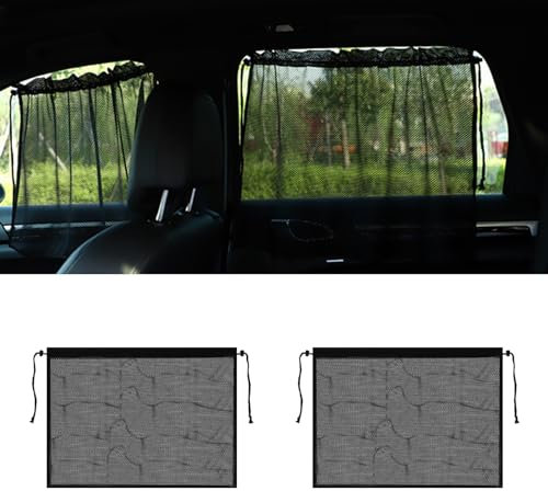 deemars 2PCS Auto Seitenfenster Sonnenschutz, 17,7 x 28,1 Autofenster Verdunkelungsschirme, UV-Schutz Atmungsaktive Mesh Baby Fensterabdeckungen, Stretch Car Window Screens Universal für die Autos