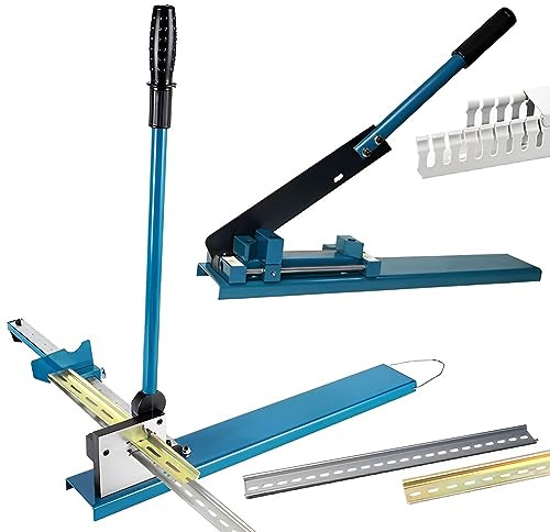 Outil de coupe manuel pour rail DIN + machine de découpe de goulottes de banc, coupeur de rail à double rainure avec curseur de transfert, positionnement et règle de 50 cm, pour couper