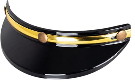 Dickly Visiera Parasole per Casco Protezione Visiera Casco 3 Bottoni Visiera Universale per Sostituzione Accessori Mezze Caschi, Oro nero