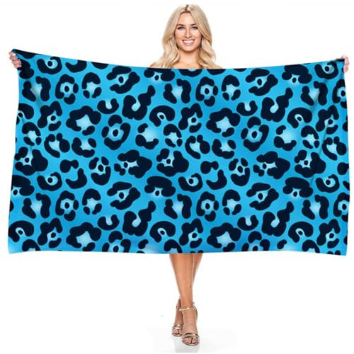 YJSZY Große Strandtücher Mit Leopardenmuster Badetuch Für Herren Damen Beach Towel Groß Für Strand Schnelltrocknendes Decke Microfaser Handtücher Fitness Handtuch Saunatuch (Blau,150×200 cm)