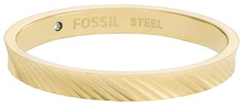 Fossil Damen-Edelstahlband Ringe, 5, Senfgold
