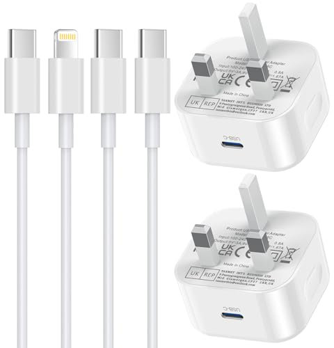 iPhone Charger,2 Pack iPhone Fast Charger Cable and Plug 20W Quick Charge for Apple iPhone 16 15 Pro 14 Plus 13 12 11 Pro Max XS Max XR X SE,New Rapid USB C to Lightning Charging Lead and Phone Plug