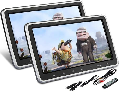 GplHAIN ÉCran D'Appui-TêTe De Voiture De 10,1 Pouces, Lecteur DVD De Voiture pour Enfants, Prise Casque StéRéO 3,5 MM, USB/SD/IR/FM/Jeu IntéGré, Signal D'EntréE HDMI WI-FI,2PCS