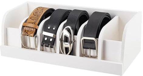 ADESUGATA Gürtel Aufbewahrungsbox Display Box Holz Aufbewahrungsbox Herren Holz Kleiderschrank Zubehör (ohne Gürtel) (Weiß)