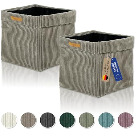 Lycce Kallax Boxen Cord 2er Set mit entfernbarem Cord-Bezug | taupe