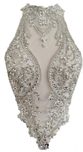 HiyyFloy Stickerei-Pailletten-Spitzen-Applikation, Spitzen-Applikation, Handgefertigter Perlenaufnäher, Brautkleid-Applikation, Kleid, Kleidungszubehör