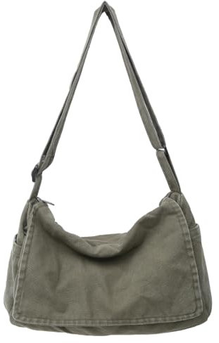 Collsants Umhängetasche für Damen und Herren, Segeltuch, Umhängetasche, lässige Schultertasche, Grün, Einheitsgröße
