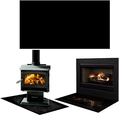 TMK ArtDeko Kaminbodenplatte Rechteckig – Hochwertige Funkenschutzplatte aus schwarz ESG-Sicherheitsglas - 90x52 cm