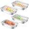 Recipientes para Alimentos Acero Inoxidable 4 Set,Crisper para Frigorífico con Tapa,Recipiente de Almacenamiento de Carne Modula,Cajas para Fiambres Fresh,para Almacenar Cárnicos,Porta quesos