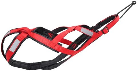 JCXIOC Hundeschlittengeschirr Hundegeschirr, reflektierendes Haustier-Schlitten-Skijöring-Geschirr, wasserdicht, for große Hunde, Gewichtsziehweste for das Training von Haustieren für Hunde(Red,L)