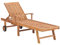 Lettino prendisole in legno massello teak con rivestimento rosso – Letto da giardino durevole per terrazza e giardino – Soluzione comoda per rilassarsi all'aperto