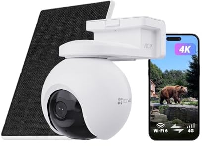 EZVIZ 4G LTE & WiFi Solar Security Camera, 4K Auto Tracking, EB8 Pro 4G Kit | 4G LTE & Wi-Fi Solar Camera, 4K 8MP Auto Tracking, Human/Vehicle/Animal Detection, Color Night Vision, No Subscription, IP65