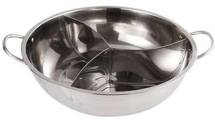Baoblaze Pentola per cottura in acciaio inossidabile con 3 pentole per zuppa cinese, multifunzionale per cucina commerciale, feste e casa, 36 Cm