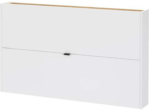 Lomadox Flurschrank Schuhschrank 140cm in weiß mit Eiche ideal für schmale Flure