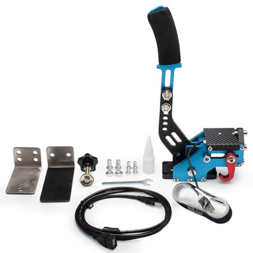 NEWFUN Handbremse PC, Rennspiel Handbremse mit Sockel(Blue) | 64-Bit USB PC Handbremse , Einstellbare Gaming Handbrake für LO GITECH G27 / G29 / T300 etc