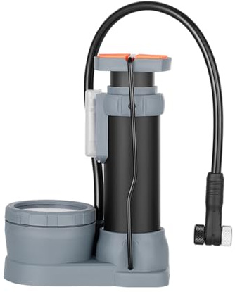Aumotop 120PSI Fahrradluftpumpe mit Manometer, Hochfester Tragbarer Reifenfüller für Presta- und -Ventile, Ideal für Radsportbegeisterte, Aluminiumlegierung, Schwarz (Mit Düse und Manometer aus