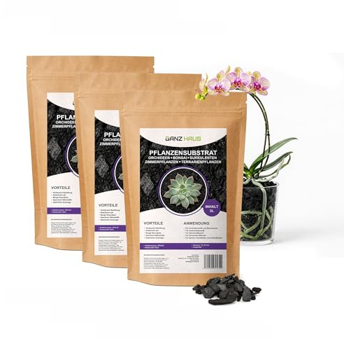 GanzHaus Orchideensubstrat Bodenaktivator Charcoal Substrat - Aktivkohle für Orchideenerde Sukkulentenerde Bonsaierde Blumenerde Zimmerpflanzen Terrarium Pflanzen | Drainage Kohle (9 L)