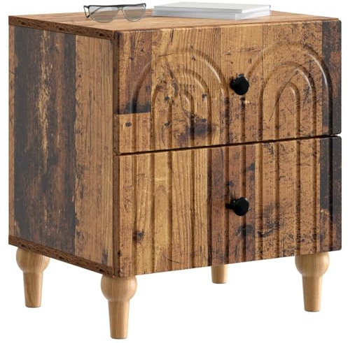 vidaXL Nachttisch Altholz 43 x 34,5 x 48 cm Holzwerkstoff, Geräumiger Nachttisch, stylischer Organizer für Wohnräume, minimalistisches Design, kompakter Schrank