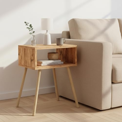 CARENZA HOME Nachttisch mit offenem Fach Skandinavisches Design (Oak, Asia)