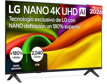 LG 43NU850B6LA - Smart TV Nano 4K UHD NU85, 43 Zoll, ohne Reflexionen zu 94 %, WebOS 26 AI, intelligenter Prozessor α7 AI Prozessor 4K Gen9, HDR10 Pro, 4K Super Upscaling, Dolby