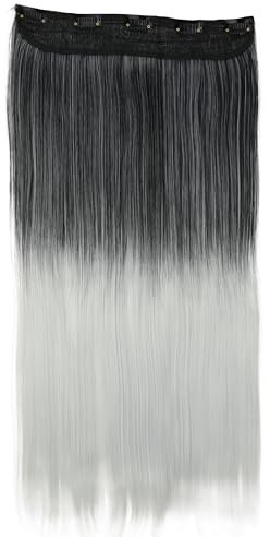 CAISHA 60cm Clip In Extensions Lara Haarverlängerung Haarteil Glatt Ombré Grau Mix C73