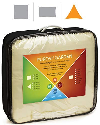 Purovi Vela Parasole Triangolare da Esterni | Varie Dimensioni | Schermo UV | in PES Impermeabile | 3m x 3m x 3m