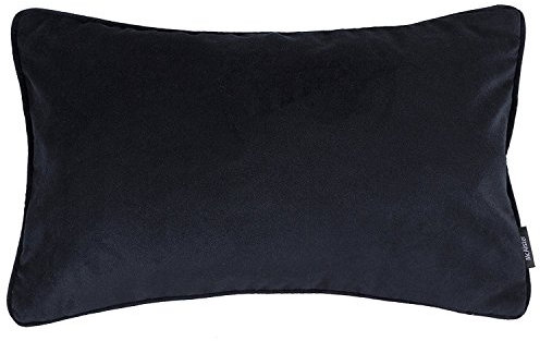 McAlister Textiles Matter Samt | Sofakissen mit Füllung in Schwarz | 60 x 40cm | erhältlich in 25 Farben | griffester Samt edel paspeliert | pralles Samtkissen