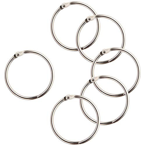FEPITO 15 Pack 1.8 Inch Diameter Book Loose Leaf Binder Rings Key Keychain Rings, Silver Index Card Rings