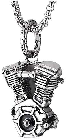 iMECTALII Biker Herren Edelstahl Marine Rad Ruder Motor Anhänger Halskette mit 75cm Stahl Weizen-Kette