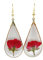 Rouge Roses Naturel Vraies Fleur Goutte d'eau Résine Plaqué Or Boucles d'oreilles pendantes et gouttes Femmes Handmade Amour Romantique