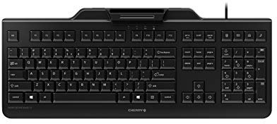 CHERRY SECURE BOARD 1.0, Tastiera di Sicurezza Cablata con Lettore di Carte e Interfaccia RFID/NFC, Layout EU (QWERTY), Connessione USB-A, Nero
