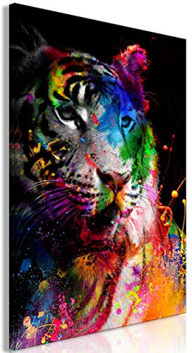 decomonkey Bilder Tiger 80x120 cm 1 Teilig Leinwandbilder Bild auf Leinwand Vlies Wandbild Kunstdruck Wanddeko Wand Wohnzimmer Wanddekoration Deko Abstrakt Tiere
