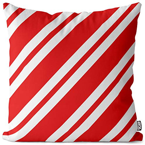 VOID Weiss Rot gestreift Kissenbezug Kissenhülle Sofakissen Kissen Deko Outdoor-Kissen Dekokissen, Kissen Größe:40 x 40 cm