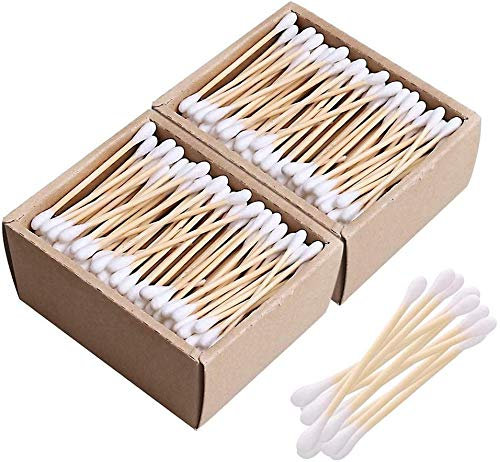 CS Beauty - 300 Eco Friendly Bamboo Earbuds Cotton Swabs - Plastic Free Baby Cotton Buds Biodegradable - Ear Buds for Makeup, Crafts, Cleaning, & Baby Hygiene, white