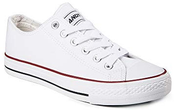 Zapatillas Mujer Lona Goma Puntera Casual (White, Medium, 39)…