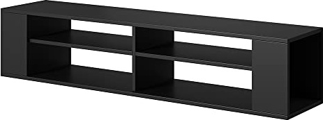 Selsey Weri - TV-Board hängend mit 4 offenen Fächern, minimalistisch, 140 cm breit (Schwarz), 5903025536408
