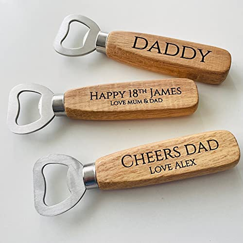 Personalised Engraved Wooden Bottle Opener Gift for Him 18th Birthday Gift Father's Day Daddy Grandpa Uncle Gift Name