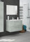 Dmora Mobile sottolavabo Inglewood, Mobiletto per Bagno sospeso, Armadio a 2 cassetti e Specchio, 80x45h57 cm, Cemento