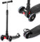 IMMEK Roller Kinder, PU Radstehende Scooter Roller mit LED-Lichtern, Scooter Kinder können auf DREI Verschiedene Höhen Werden.3-12 Jahre (Schwarz)
