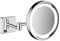 hansgrohe AddStoris - Kosmetikspiegel mit LED-Beleuchtung, Schminkspiegel mit Beleuchtung, Rasierspiegel mit 3-fach Vergrößerung, Chrom , 41790000